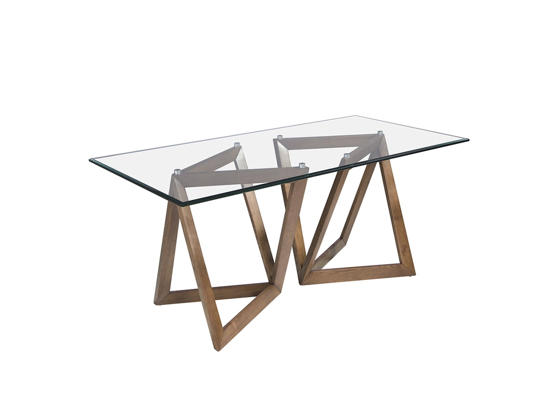 Mesa de Comedor ANGEL CERDA (Cristal y Nogal - Madera - 180 x 90 x 75 cm)