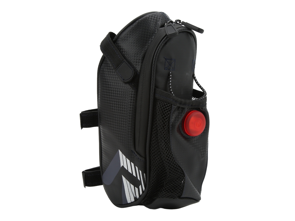 Bolsa de selim para bicicleta Rebe, à prova d'água IP44, com lanterna LED e compartimento para garrafa de água.