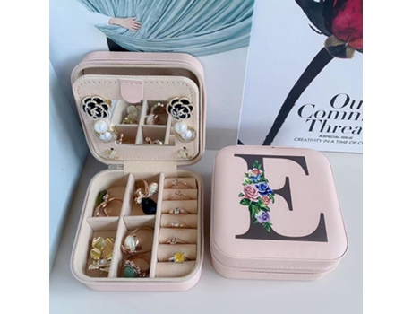 Caja de almacenamiento de joyas con espejo, joyero de madera de doble capa, caja de almacenamiento de pendientes HHZ