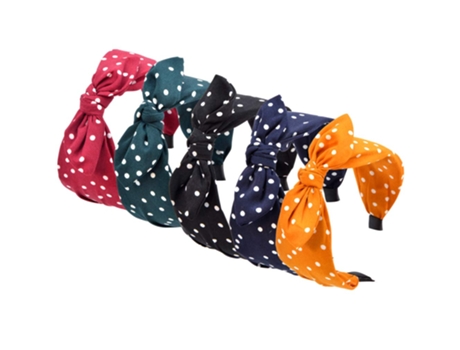 Diademas Elásticas Con Lazo Para Mujeres Y Niñas, Diadema Anudada De Lunares Para Yoga, Paquete De 5 ZMDECQNA