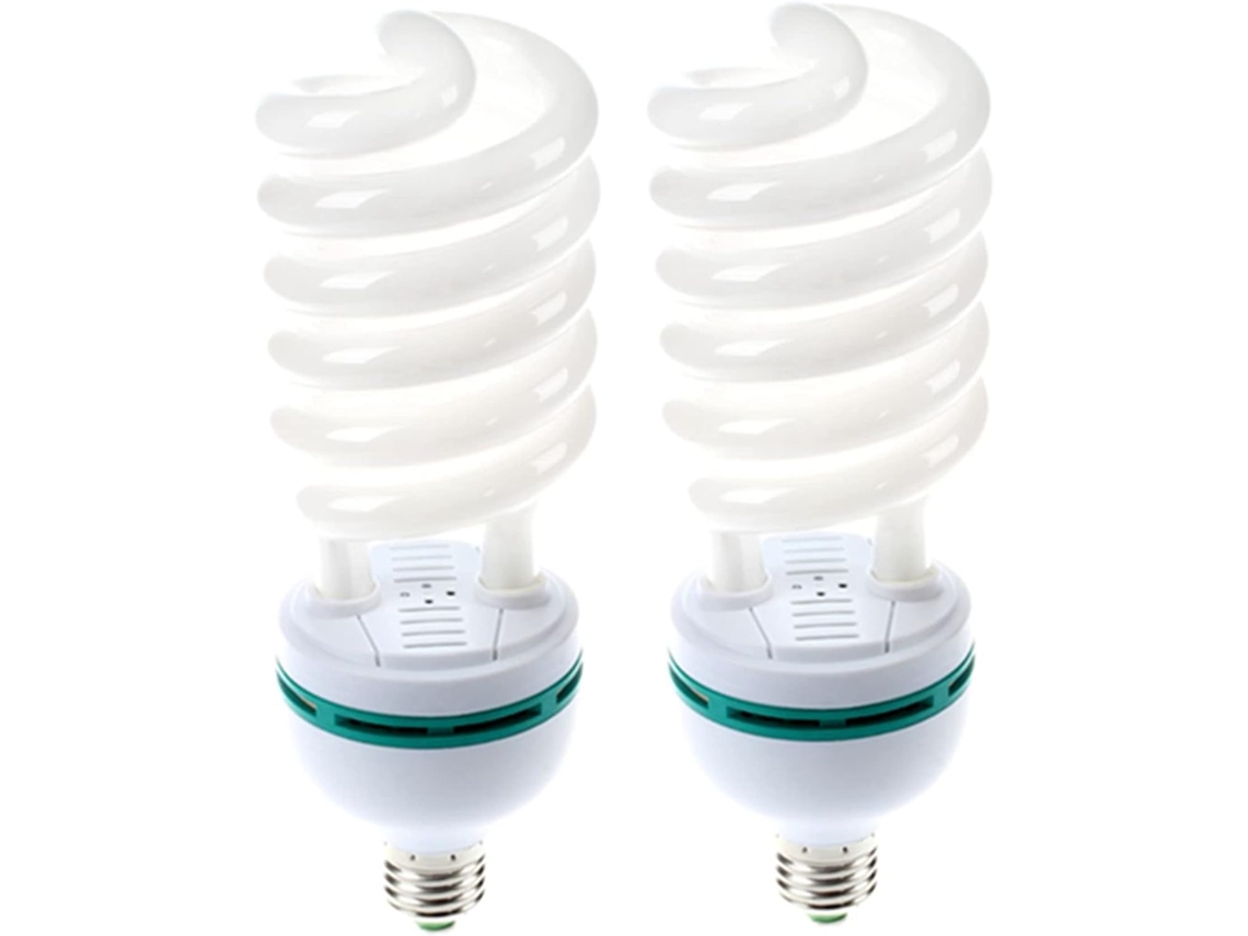 2 Bombillas E27 De 105 W (equivalente A 525 W) De Luz Diurna De 5500 K Para Fotografía, Compatibles Con Lámparas Fluorescentes Compactas (cfl).