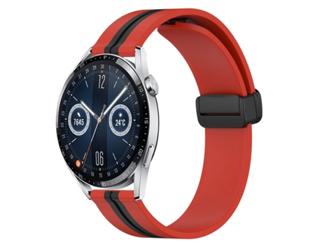 Correa Smartwatch para Huawei Watch GT3 46mm 22mm Silicona con Cierre Magnético Plegable (Rojo + Negro)