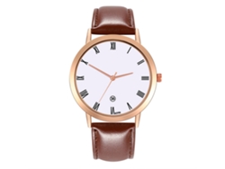 Reloj De Pulsera De Cuarzo Para Mujer, De Piel Sintética, Estilo Casual Para Estudiantes, Color Marrón Oscuro.