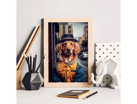 NACNIC Lámina Cocker Spaniel Responsable En Estilo Fotografía A Todo Color Divertidas Ilustraciones Realistas De Animales Con Ropa Humana