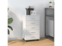 Muebles con cajones y ruedas en madera blanca brillante, derivados de Dkd Home Decor