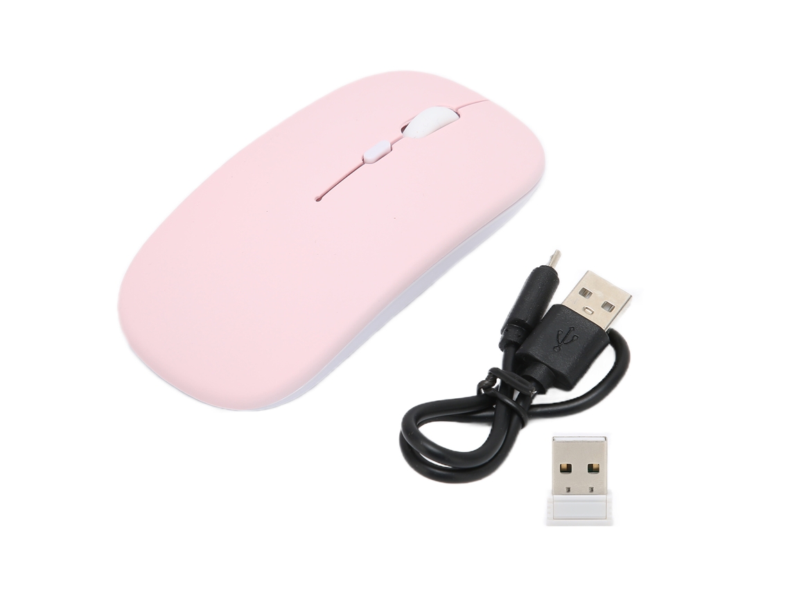 Rato Sem Fio Smart Mini Portátil 2.4g Sem Fio Com Receptor Cabo De Carregamento Para Escritório Laptop Computador Tablet Rosa Modo Duplo
