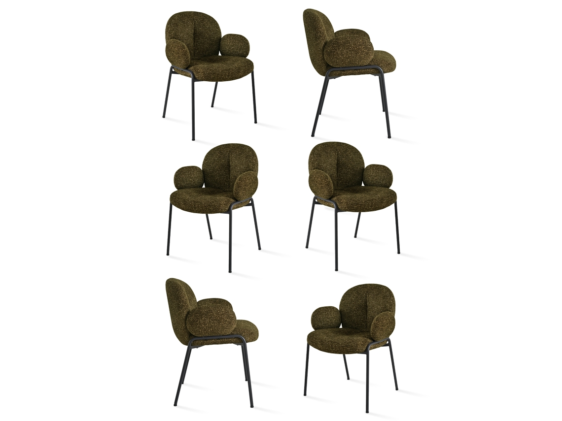 Sillas De Comedor Goeurvant 1235(pack De 6, Marrón Tudor, Bouclé)