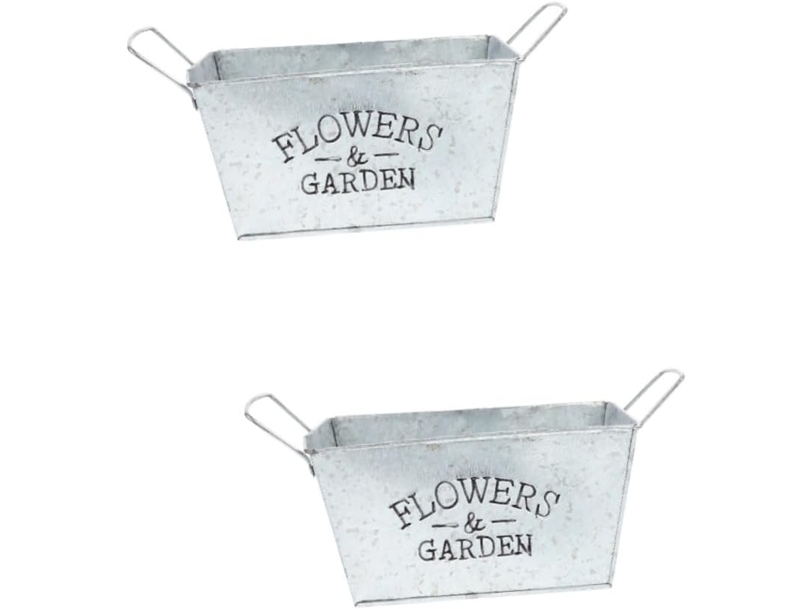 Maceta Rectangular Galvanizada De 2 Piezas Con Asas.