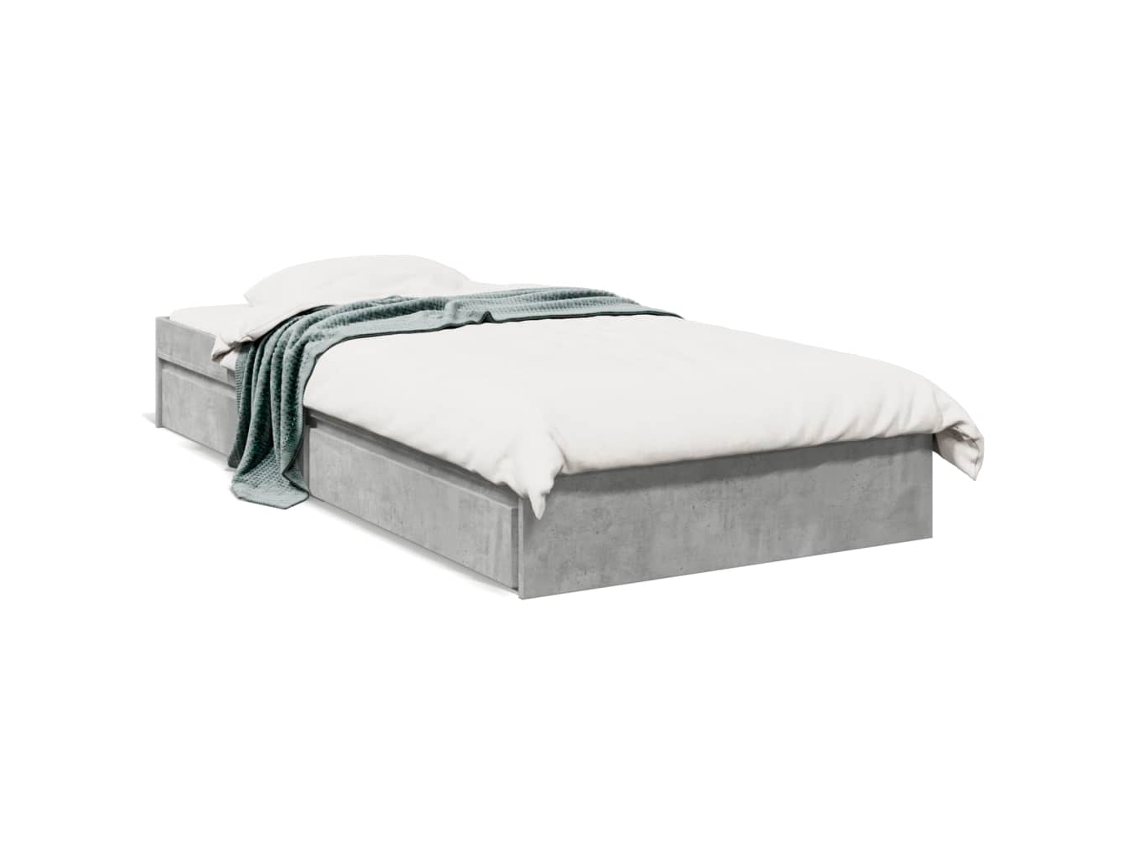 Maison Exclusive - Cama Con Cajones Madera Ingeniería Gris Hormigón 90x190 Cm