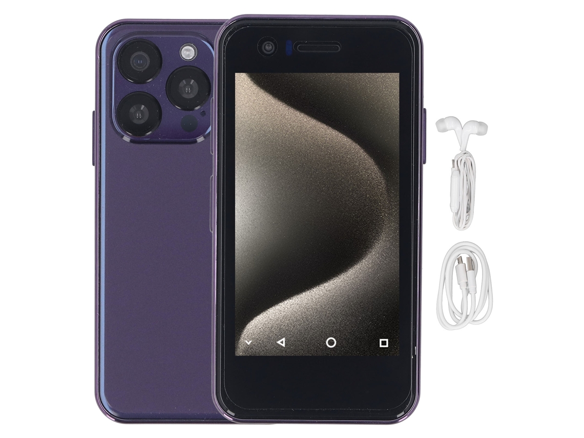 Smartphone Pequeño De 3,5 Pulgadas, Doble Sim, 4 Gb De Ram, 64 Gb De Almacenamiento, Batería De 2000 Mah, Cámaras De 5 Mp Y 8 Mp, Android 10, Color Morado.