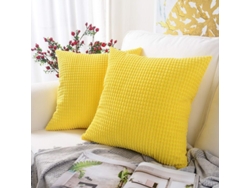 2026-30102-funda De Almohada Cuadrada De Veludo Suave Decorativa 45x45 Cm Amarillo Limón Paquete De 2