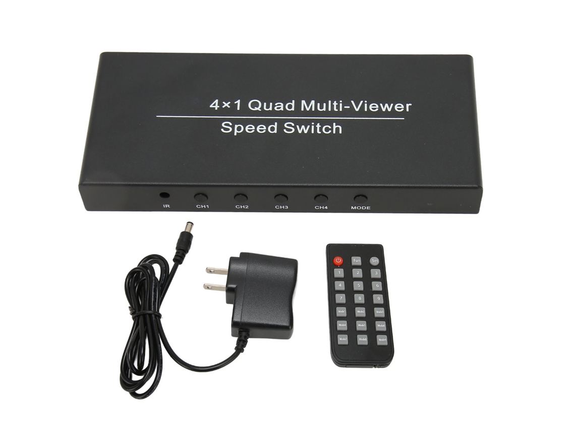 Conmutador Hdmi Múltiple 4x1 Salida 1080p 60hz Multivisor Control Remoto Y Botones Enchufe Estadounidense