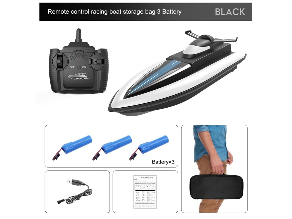Ats-barco De Carreras Rc Eléctrico Impermeable 2.4g Para Niños, Control Remoto De 4 Canales, Velocidad Alta, Recargable