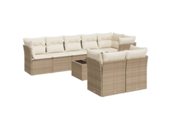 Maison Exclusive - Set De Sofás De Jardín 9 Pzas Con Cojines Ratán Sintético Beige