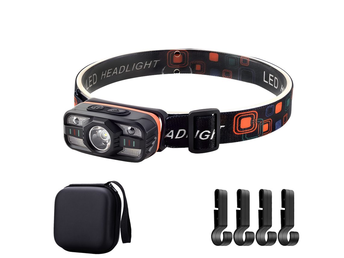 Mini linterna frontal recargable, potente inducción con luz blanca y roja, ideal para camping, pesca y emergencias. Aeuzwr