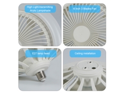Lámpara de techo 2026 con ventilador de doble función E27, 3 velocidades, pequeña, para niños y dormitorios.