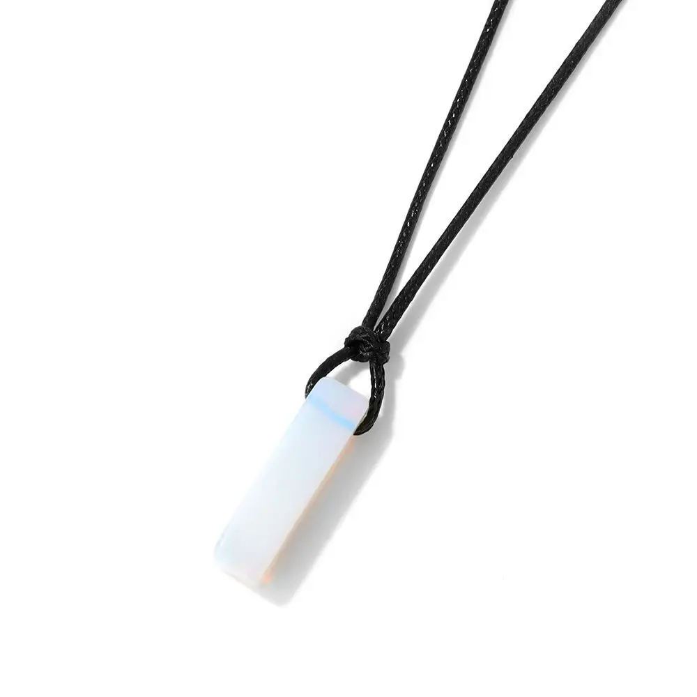 (ópalo 45-65cm) Collar Con Colgante Rectangular De Piedra Natural, Collar De Cristal Curativo