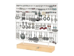 Soporte Organizador De Joyas Para Pendientes Con Orificios. Material: Madera Y Metal.