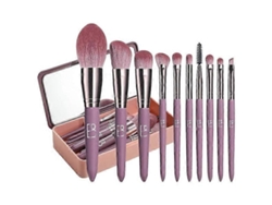 Rosewell - Juego de 10 brochas sintéticas premium para base, polvos, corrector, sombras de ojos y maquillaje, con tapete de limpieza y estuche.