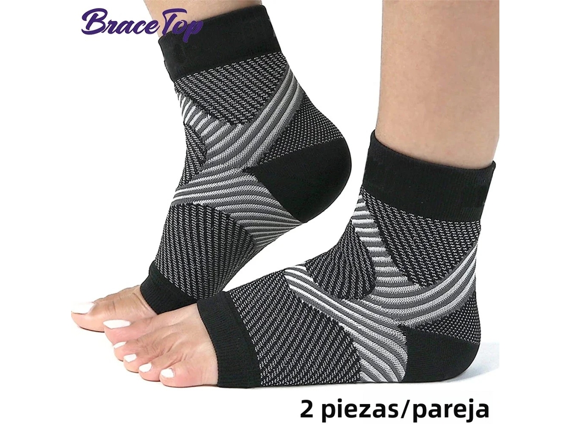 Un par de tobilleras y calcetines de compresión para fascitis plantar, que ofrecen soporte para el arco. Mdug (negro, L XL)