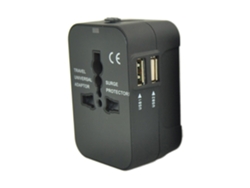 Adaptador de viaje universal para 150 países con enchufes de Reino Unido, EE. UU., UE y Australia y 2 puertos USB.