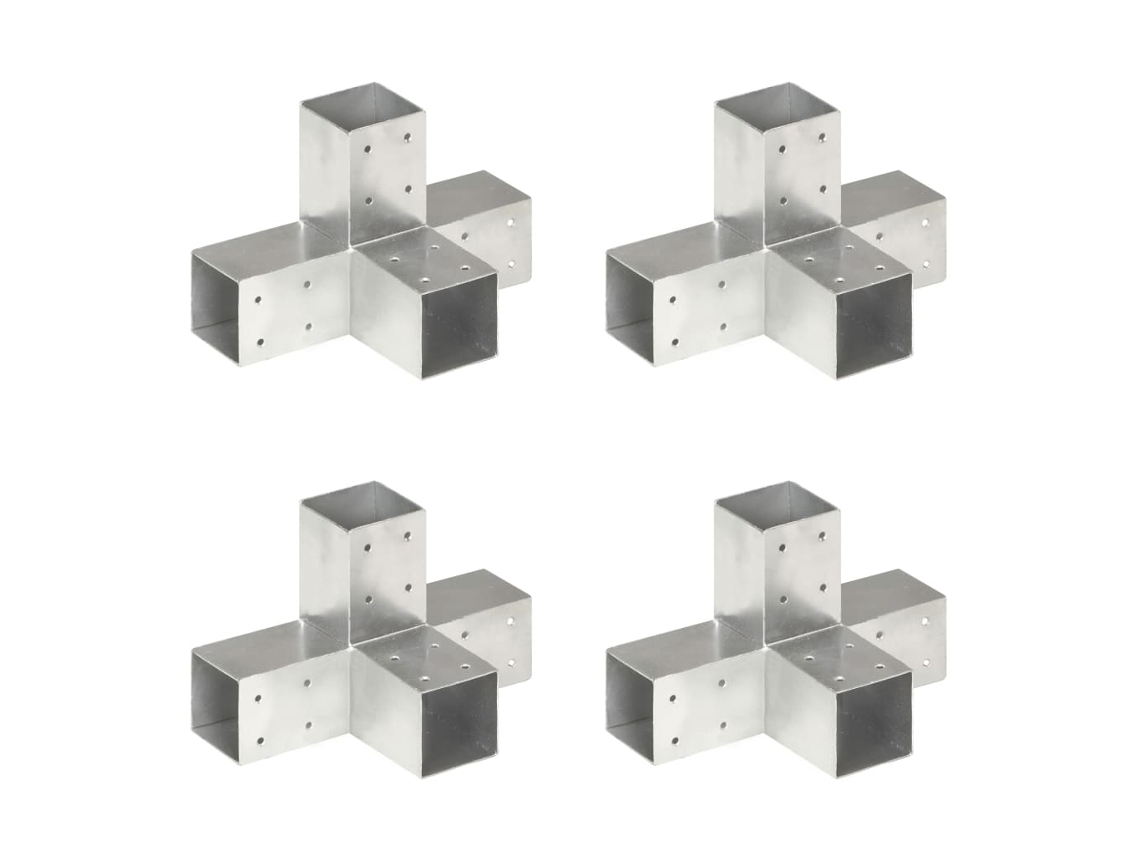 vidaXL Conectores de postes en X 4 uds metal galvanizado 71x71 mm