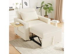 Sofá Cama Multifuncional 1 Plaza - Con Puerto Usb, Soporte Para Teléfono, Tela De Corduroy, Beige
