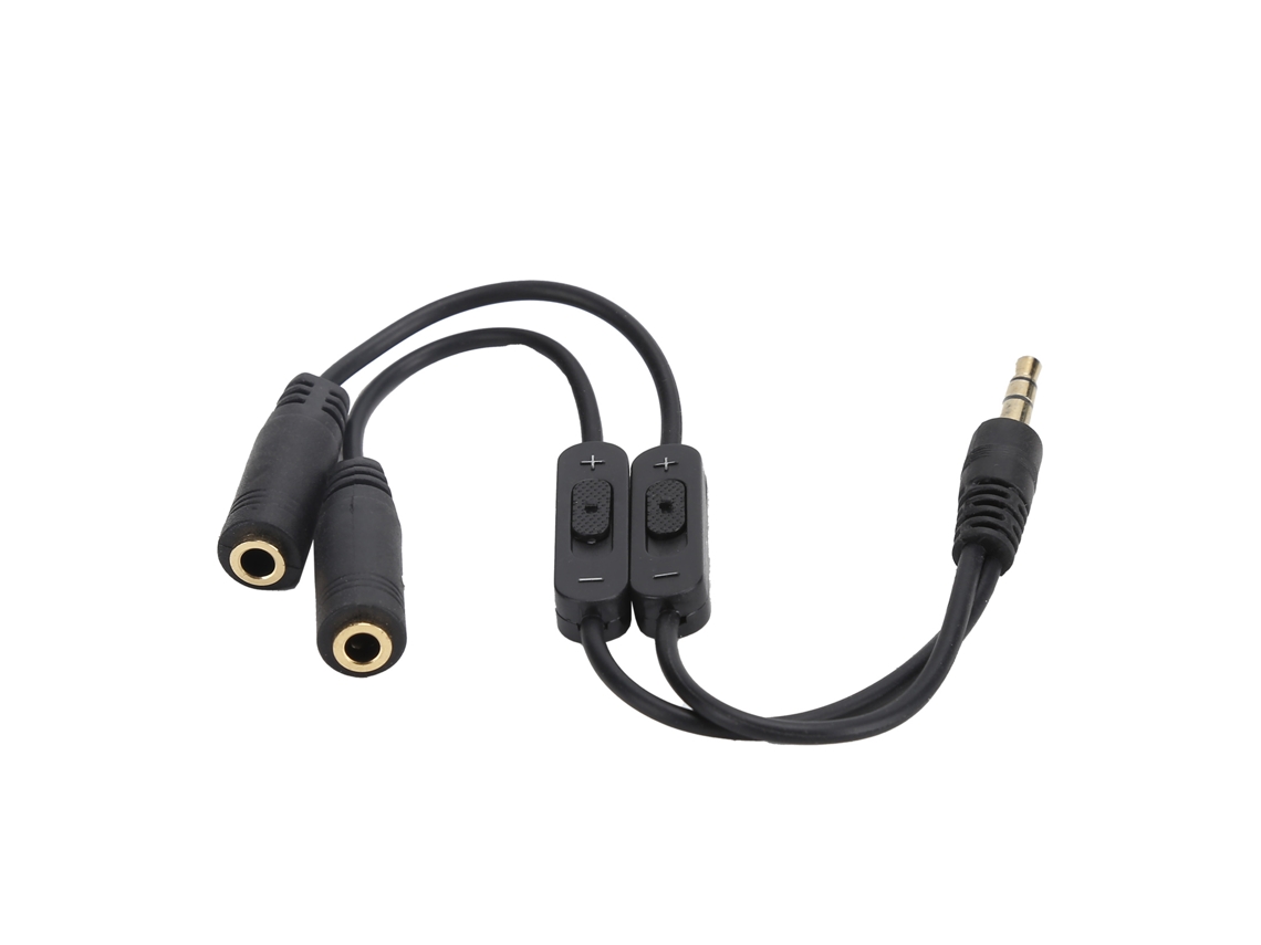 Convertidor de auriculares (3,5 mm a dos hembra, con interruptor)