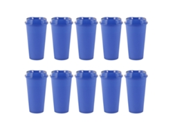 Vaso de café reutilizable de 16 oz, paquete de 10, con tapa, a prueba de fugas, para bebidas frías y calientes