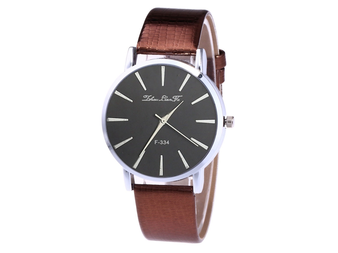 Reloj De Pulsera Unisex Pareja De Cuero Pu Cuarzo Dial Redondo Café