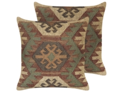Juego de cojines decorativos BELIANI Cumbum de Yute Multicolor 45x45x10