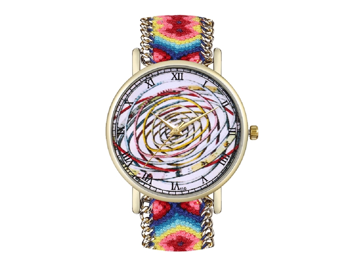 Reloj De Cuarzo Unisex Con Correa De Lana Tejida, Dial Redondo Simple Y Elegante