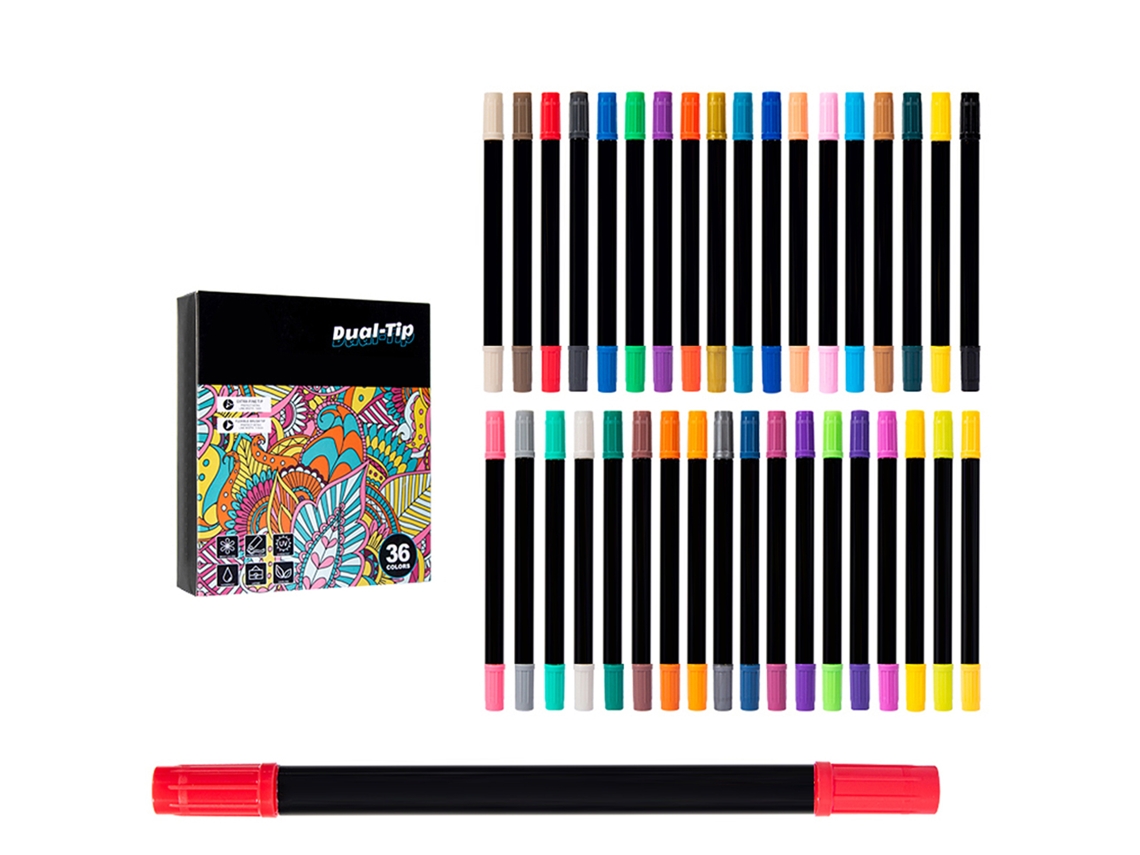 36 Canetas de Tinta Acrílica com Pontas Duplas, Secagem Rápida, Não Tóxicas, para DIY Arte e Artesanato | S/MARCA
