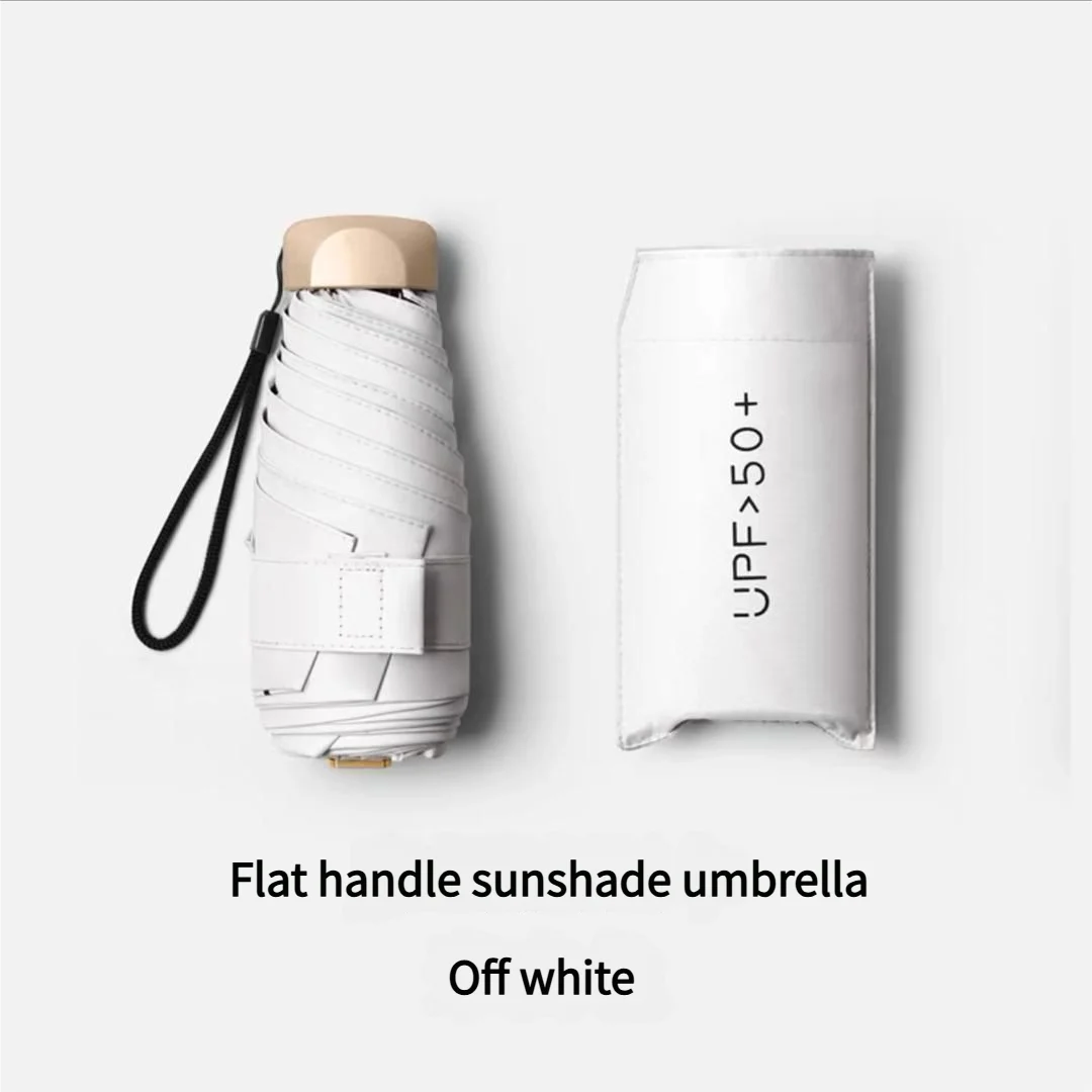 Mini paraguas, compacto y portátil, plegable, con protección UV, tamaño ideal para el bolsillo. MDUG (blanco crema)