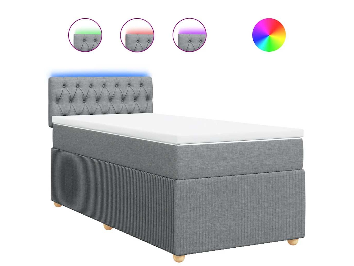 Maison Exclusive - Cama Box Spring Con Colchón Tela Gris Claro 100x200 Cm
