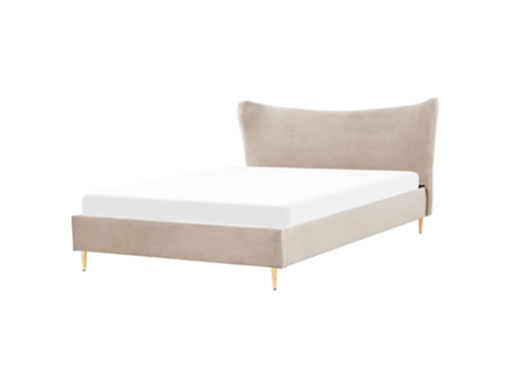 Cama de matrimonio BELIANI Chaleix terciopelo gris 168x212x109