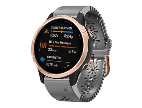 Correa De Reloj Inteligente Para Garmin Fenix 6S, Correa De Silicona Para Reloj De Mujer De 20 Mm Con Punzón De Encaje Gris VENISYMLIS