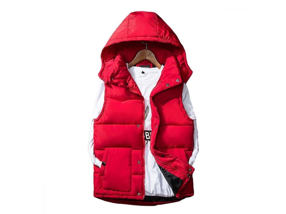 2026-chaleco Sin Mangas Acolchado Allthemen Con Gorra Desmontable Otoño/invierno Casual Ajustado Ntu M Rojo