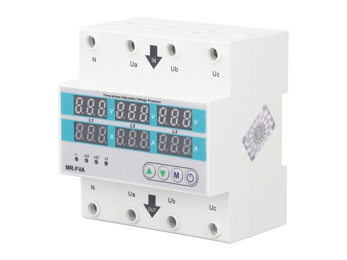 Protector De Voltaje Trifásico Ajustable De 220 V Con Reinicio Automático Por Sobrecarga Y Subtensión.