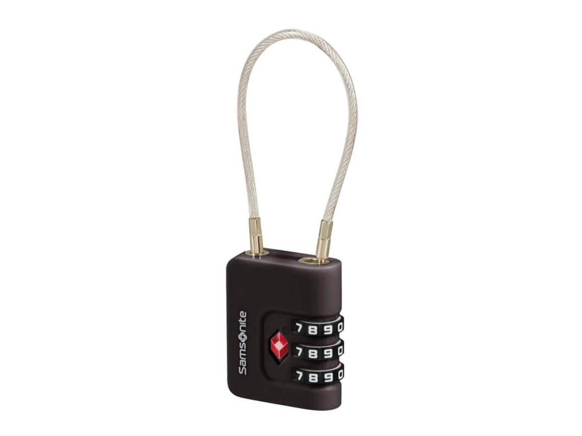 Candado TSA de 3 dígitos Samsonite Revolution con cable, negro