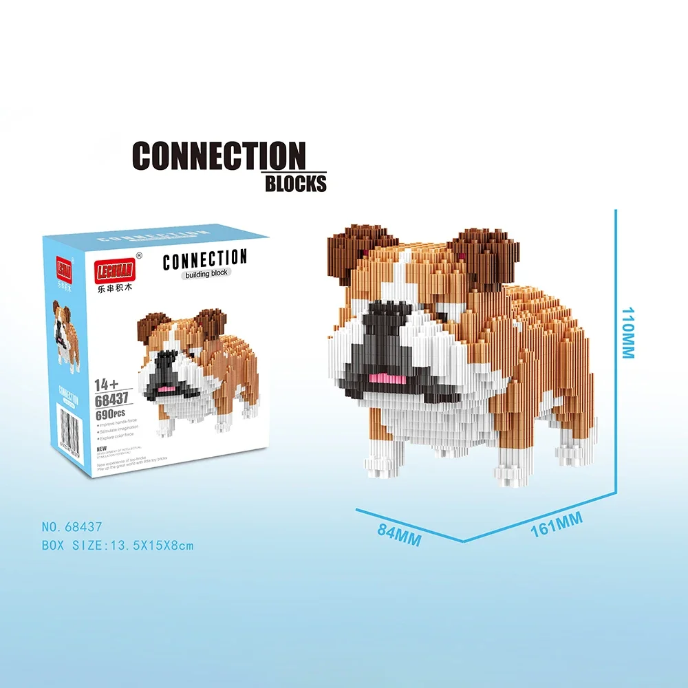 (690 Piezas) Rompecabezas De Bloques De Construcción De La Serie Perro Mascota De Partículas Pequeñas Para Armar
