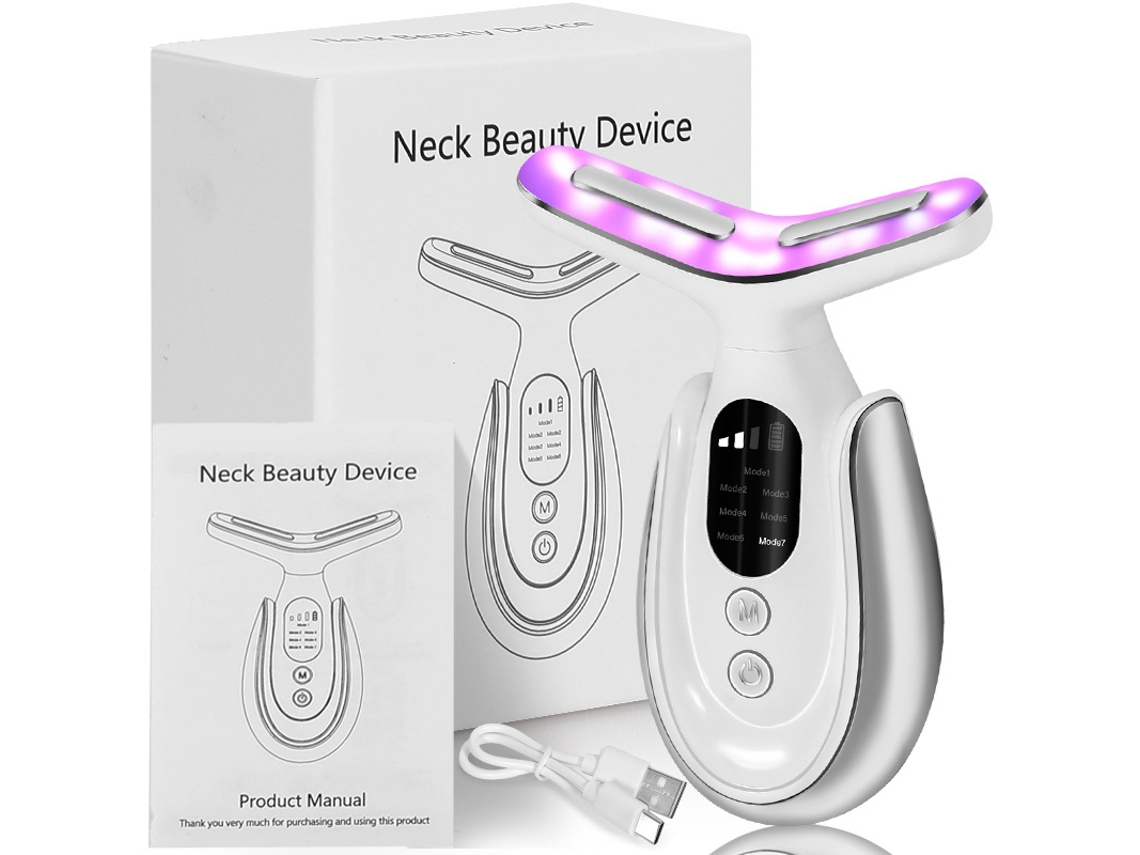 Dispositivo de belleza EMS para levantar y reafirmar el cuello y la cara, masajeador facial, terapia de luz roja.