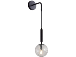 Aplique de pared de pantalla de vidrio colgante moderno E27, lámpara de pared de cabecera minimalista nórdica para dormitorio, sala de estar, pasillo (negro translúcido) UISAVE