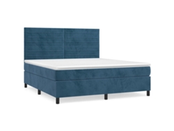 Maison Exclusive - Cama Box Spring Con Colchón Terciopelo Azul Oscuro 160x200 Cm