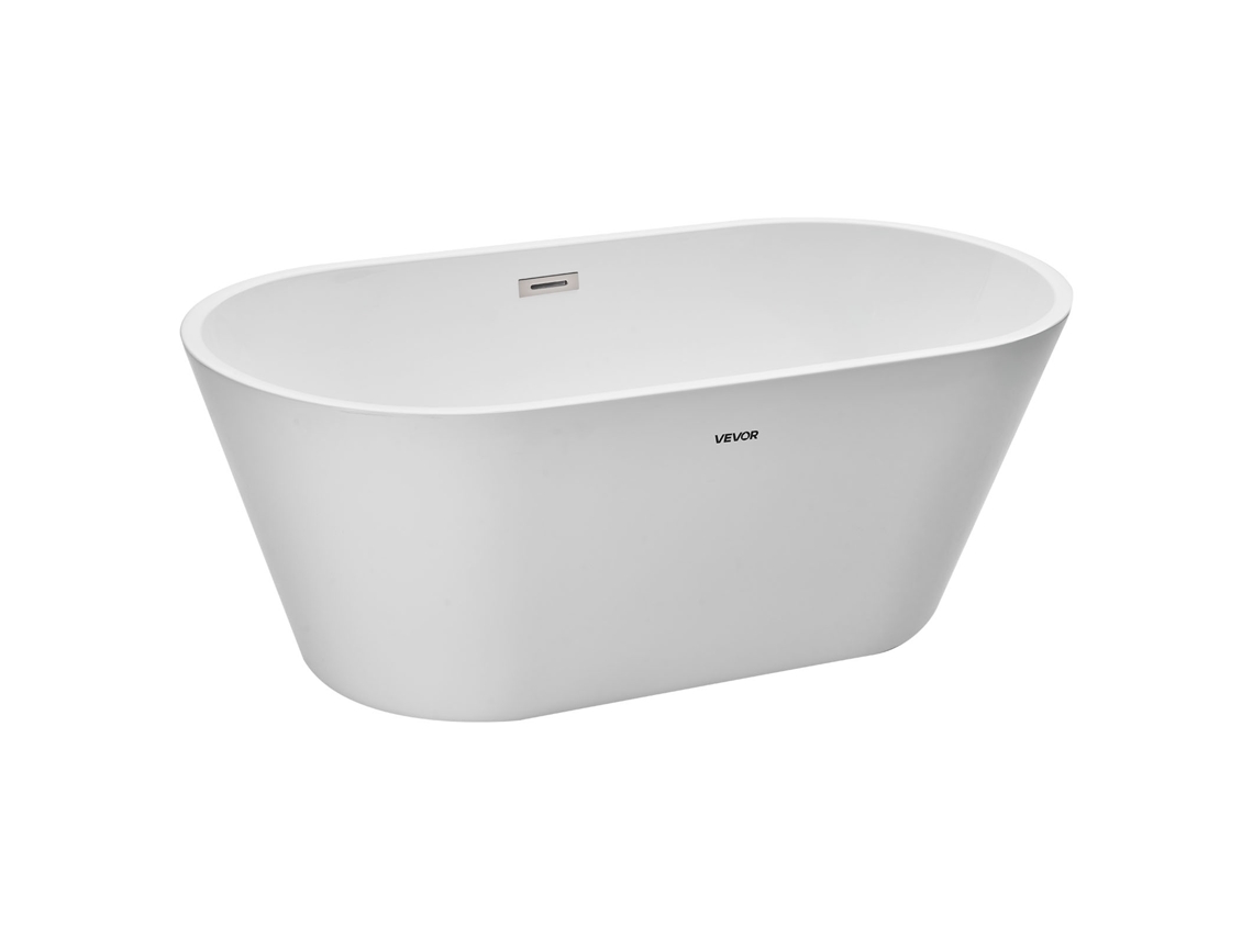 Bañera exenta 150 x 75 x 58 cm 230 L para baño moderno con hidromasaje blanco Vevor