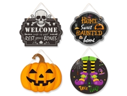 Placa decorativa de Halloween de 4 piezas: letrero de puerta de papel sangriento, adorno de fiesta aterradora NEVEANCE