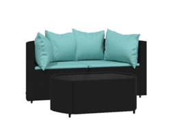 Maison Exclusive - Set De Muebles De Jardín 3 Pzas Y Cojines Ratán Sintético Negro