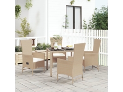 Juego de comedor de jardín de 5 piezas con cojines de mimbre beige de DKD Home Decor