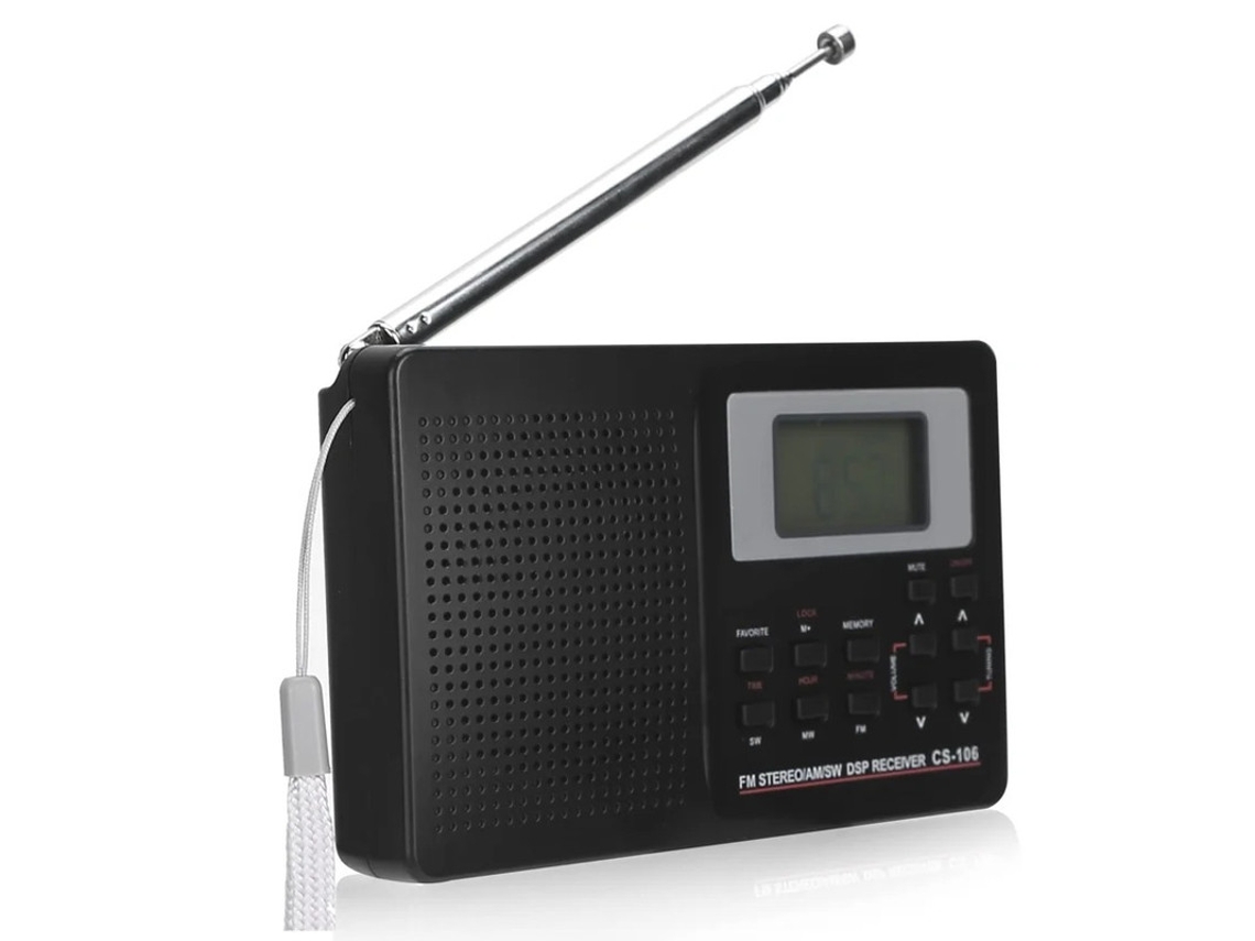 Radio digital mini portátil profesional FM/AM/SW/MW/LW/TV, receptor de banda completa para uso doméstico, radio reloj digital con auriculares Yizhood
