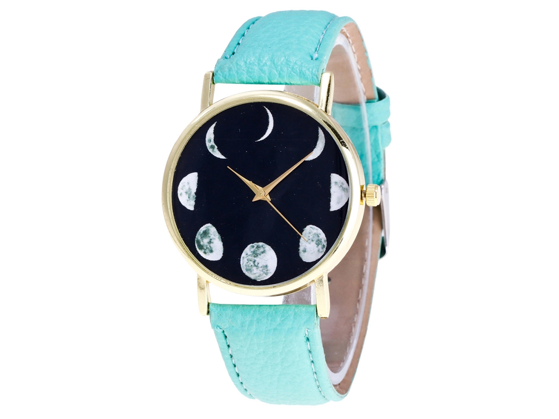 Reloj De Cuarzo Con Correa De Cuero Pu Para Parejas Casual Simple Dial (menta)